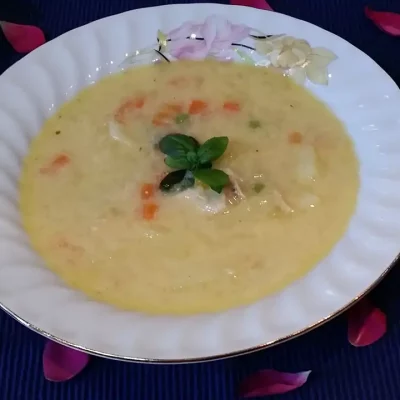 Bela čorba sa piletinom i povrćem | Serviranje | Postupak 5 | Slika 1/3