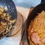 Podvarak sa suvim mesom | Ređanje kupusa i mesa u tepsiji | Postupak 4 | Slika 4/7