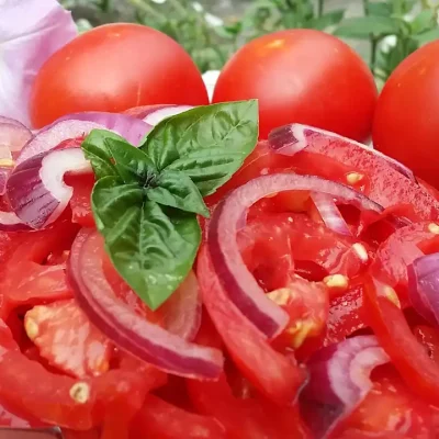 Salata od paradajza i crvenog luka | Serviranje | Postupak 3 | Slika 3/3